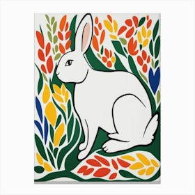 White Rabbit In Flowers Canvas Print