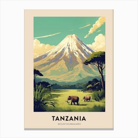 Mount Kilimanjaro Tanzania 1 Vintage Hiking Travel Poster Canvas Print
