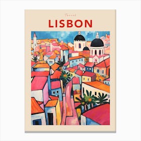 Lisbon Portugal 5 Fauvist Travel Poster Canvas Print