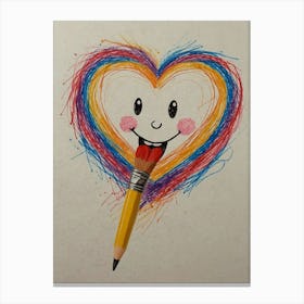 Heart With A Pencil Canvas Print