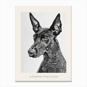 German Pinscher Dog Line Art 1 Poster Canvas Print