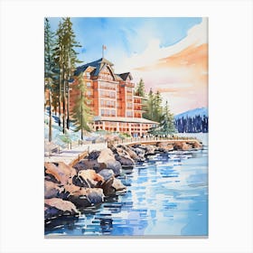 The Ritz Carlton, Lake Tahoe   Truckee, California  Resort Storybook Illustration 1 Canvas Print