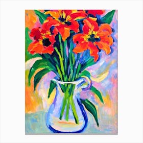 Tiger Lily Floral Abstract Block Colour 2 Flower Canvas Print