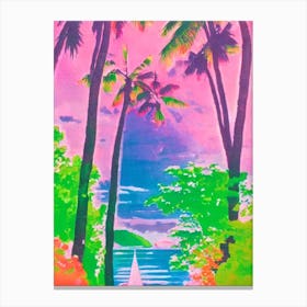 Port Of Pointe À Pitre Guadeloupe Retro Risograph Print 1 harbour Canvas Print