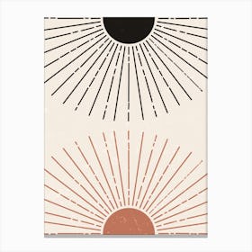 Abstract Geometric Sunburst Vintage Rustic Canvas Print