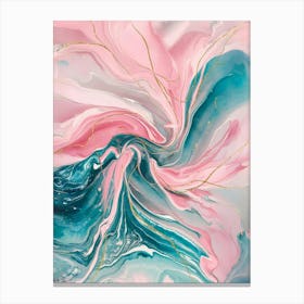 Pink And Turquoise Abstract Painting Canvas Print