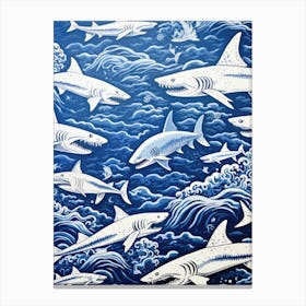 Sharks In The Sea Canvas Print