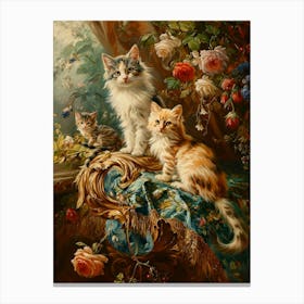 Rococo Inspired Painting Of Kittens 6 Canvas Print