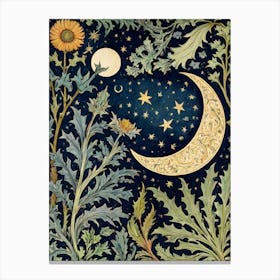 Moon And Stars Style William Morris 1 Canvas Print