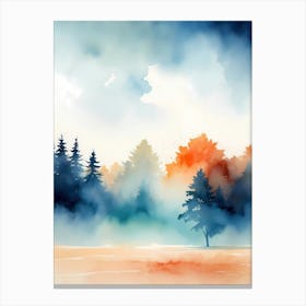 Watercolor Of Trees Canvas Print