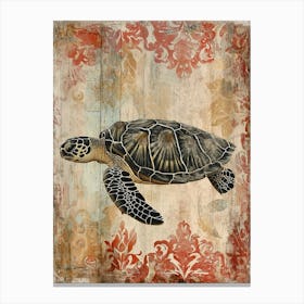 Ornamental Wallpaper Inspired Sea Turtle 1 Canvas Print