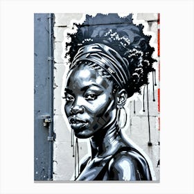 Graffiti Mural Of Beautiful Black Woman 312 Canvas Print