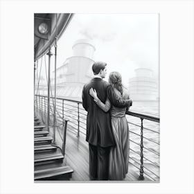 Titanic Onboarding Pencil Illustration 4 Canvas Print