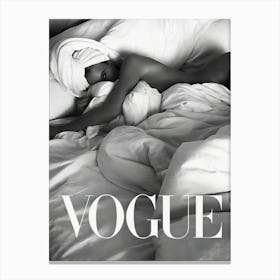 Woman In Bed Black And White Luxury Fashion Canvas Print