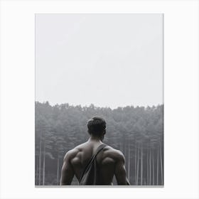 Back View Of A Man In The Forest Canvas Print