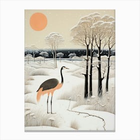 Winter Bird Painting Ostrich 1 Canvas Print