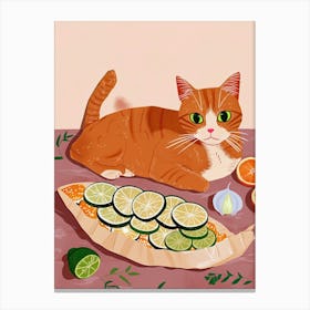 Cat And Salad 1 Canvas Print