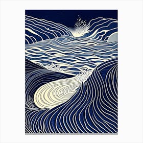 Whirlpool Water Waterscape Linocut 1 Canvas Print