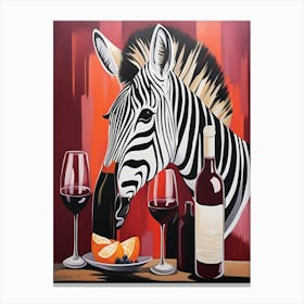 Zebra With Wine Canvas Print