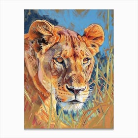 Masai Lion Lioness On The Prowl Fauvist Painting 4 Canvas Print