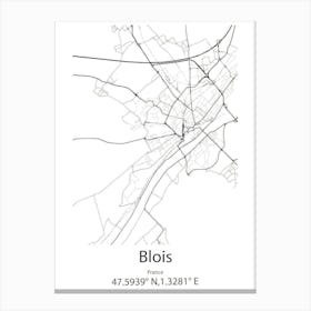 Blois,France Minimalist Map Canvas Print