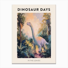 Dinosaur In The Leaves Poster 1 Canvas Print