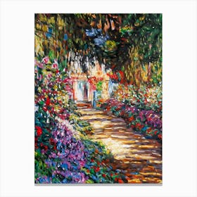 Claude Monet Fine Art Print of Garden Path at Giverny, 1902 - Belvedere Museum Vienna Austria in HD for Feature Wall Decor - Fully Restored High Definition Canvas Print