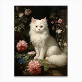 White Cat Rococo Style 7 Canvas Print