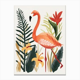 Andean Flamingo And Heliconia Minimalist Illustration 1 Canvas Print