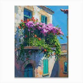 Balcony Painting In Rhodes 1 Canvas Print