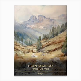 Gran Paradiso National Park Italy Watercolour 2 Canvas Print