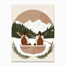 Two People In A Canoe 1 Canvas Print