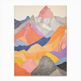 Mount Bear United States Colourful Mountain Illustration Canvas Print