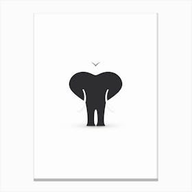 Simple Elephant Heart Silhouette Canvas Print