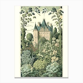 Château De Villandry Gardens, France Vintage Botanical Canvas Print