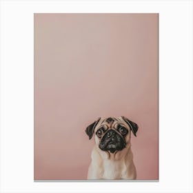 Pug Sitting On A Neutral Taupe Background Generated with AI Canvas Print