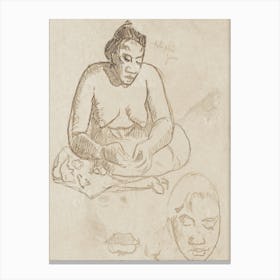 Seated Tahitian Woman (Recto); Standing Tahitian Woman, Paul Gauguin Canvas Print