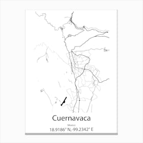 Cuernavaca,Mexico Minimalist Map Canvas Print