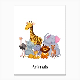 58.Beautiful jungle animals. Fun. Play. Souvenir photo. World Animal Day. Nursery rooms. Children: Decorate the place to make it look more beautiful. Canvas Print