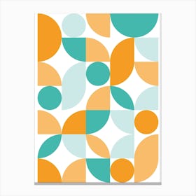 Mid Century Modern Abstract 26 Teal, Aqua, Orange Canvas Print