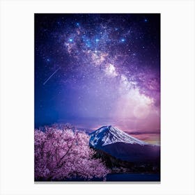 Mount Fuji Purple Milky Way Canvas Print