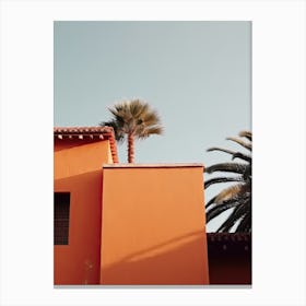 Orange House With Palms Retro Summer Photography 1 Canvas Print