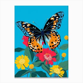 Pop Art Common Blue Butterfly 4 Canvas Print
