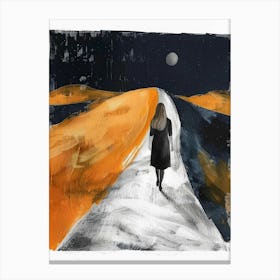 Woman Walking In The Night Canvas Print