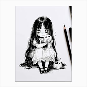 Girl With Long Hair Canvas Print