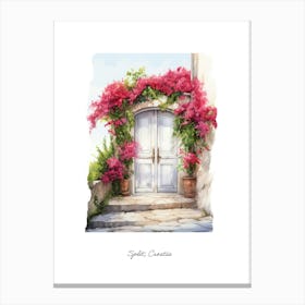 Split, Croatia   Mediterranean Doors Watercolour Painting 4 Poster Canvas Print