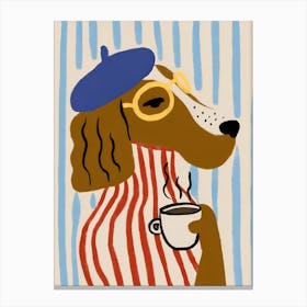 Dog With A Cup Of Coffee 1 Canvas Print