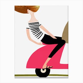 Girl On A Scooter Vintage Poster Canvas Print