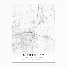 McKinney Texas USA White Map Canvas Print