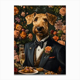 Classy Airedale At The Bar 9 Canvas Print